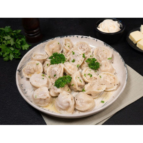 Pork and beef pelmeni (meat dumplings) – Dumplings (pelmeni)