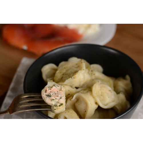 Salmon and cheese pelmeni (dumplings) – Dumplings (pelmeni)
